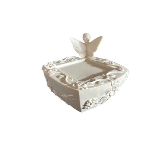 PartyLite Bisque Porcelain Fairy Enchantment Pillar Candle Holders Retired Pair - Picture 5 of 10